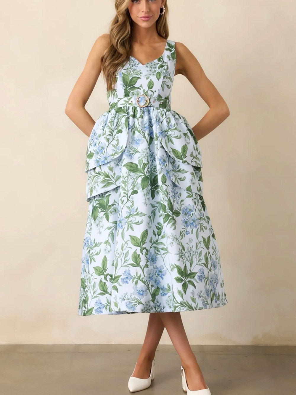 Prosperina Diana Blue Lilacs Botanical COTTON Petal Maxi Dress Size Medium